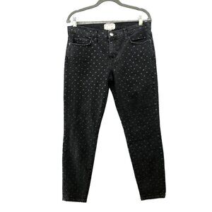 Current Elliot Stiletto Jeans Womens Size 30 Black Charcoal Polka Dot Print